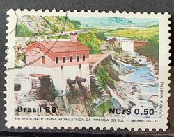 C 1644 Selo 100 Anos Hidreletrica de Marmelos Energia Eletricidade Juiz de Fora 1989 Circulado 16