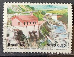 C 1644 Selo 100 Anos Hidreletrica de Marmelos Energia Eletricidade Juiz de Fora 1989 Circulado 17