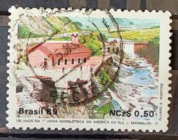 C 1644 Selo 100 Anos Hidreletrica de Marmelos Energia Eletricidade Juiz de Fora 1989 Circulado 19
