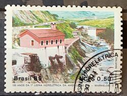 C 1644 Selo 100 Anos Hidreletrica de Marmelos Energia Eletricidade Juiz de Fora 1989 Circulado 20