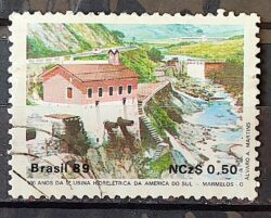 C 1644 Selo 100 Anos Hidreletrica de Marmelos Energia Eletricidade Juiz de Fora 1989 Circulado 24