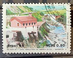 C 1644 Selo 100 Anos Hidreletrica de Marmelos Energia Eletricidade Juiz de Fora 1989 Circulado 26