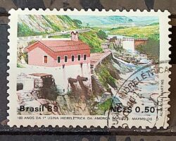 C 1644 Selo 100 Anos Hidreletrica de Marmelos Energia Eletricidade Juiz de Fora 1989 Circulado 8