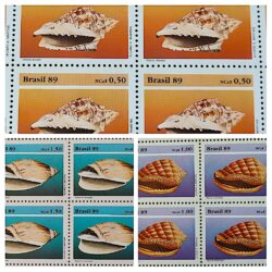 C 1645 Selo Fauna Brasileira Molusco 1989 Quadra Serie Completa