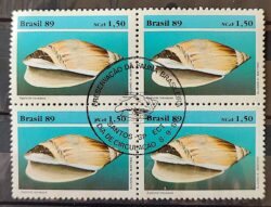 C 1647 Selo Fauna Brasileira Molusco 1989 Quadra CBC SP