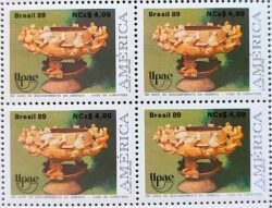 C 1648 Selo UPAEP Povos Pre Colombianos Historia Indio 1989 Quadra Serie Completa
