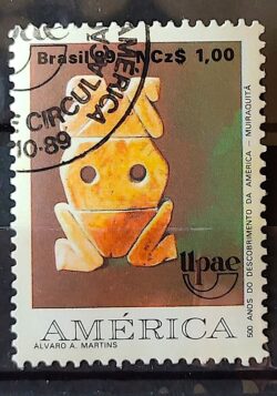 C 1649 Selo UPAEP Povos Pre Colombianos Historia Indio Vaso 1989 Circulado 1