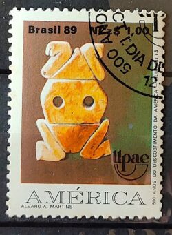 C 1649 Selo UPAEP Povos Pre Colombianos Historia Indio Vaso 1989 Circulado 3