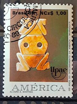 C 1649 Selo UPAEP Povos Pre Colombianos Historia Indio Vaso 1989 Circulado 4