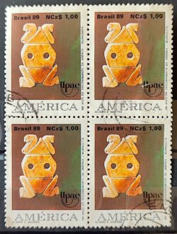 C 1649 Selo UPAEP Povos Pre Colombianos Historia Indio Vaso 1989 Quadra Circulado