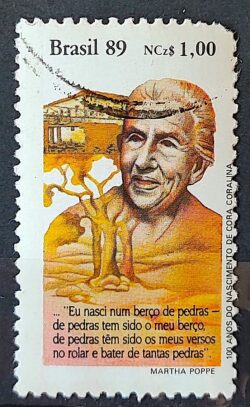 C 1653 Selo Dia do Livro Literatura Cora Coralina 1989 Circulado 1