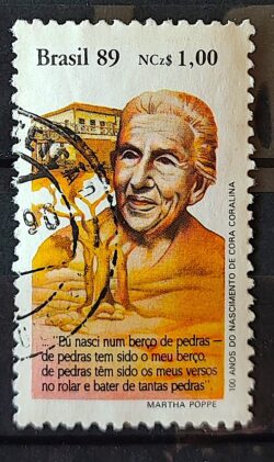 C 1653 Selo Dia do Livro Literatura Cora Coralina 1989 Circulado 2