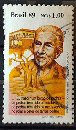 C 1653 Selo Dia do Livro Literatura Cora Coralina 1989 Circulado 3