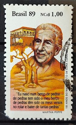 C 1653 Selo Dia do Livro Literatura Cora Coralina 1989 Circulado 6