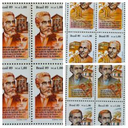 C 1653 Selo Dia do Livro Literatura Cora Coralina Casimiro de Abreu Machado de Assis 1989 Quadra Serie Completa