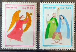 C 1658 Selo Natal Religiao Anjo Sagrada Familia 1989 Serie Completa