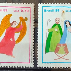 C 1658 Selo Natal Religiao Anjo Sagrada Familia 1989 Serie Completa