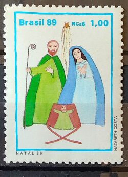 C 1659 Selo Natal Religiao Sagrada Familia 1989
