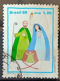 C 1659 Selo Natal Religiao Sagrada Familia 1989 Circulado 2