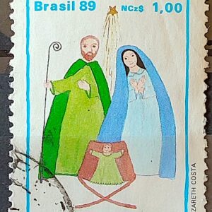 C 1659 Selo Natal Religiao Sagrada Familia 1989 Circulado 2