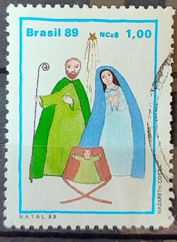 C 1659 Selo Natal Religiao Sagrada Familia 1989 Circulado 3