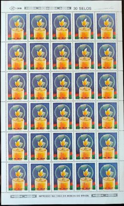 C 1660 Selo Acao de Gracas Pomba Ave Passaro Vela 1989 Folha