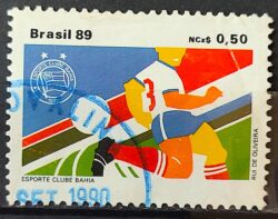 C 1662 Selo Clubes de Futebol Bahia 1989 Circulado 2