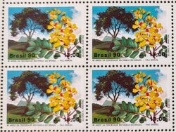 C 1666 Selo 40 Anos da Sociedade Botanica Pau Brasil 1990 Quadra