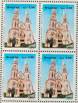 C 1667 Selo Arquitetura Religiosa Religiao Igreja Catedral de Santa Cruz do Sul RS 1990 Quadra