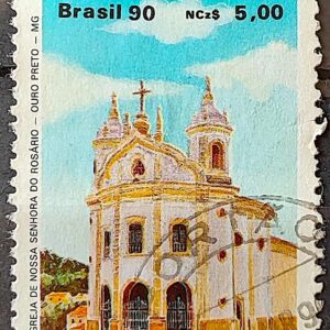 C 1669 Selo Arquitetura Religiosa Religiao Igreja Nossa Senhora do Rosario Ourto Preto MG 1990 Circulado 1
