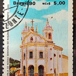 C 1669 Selo Arquitetura Religiosa Religiao Igreja Nossa Senhora do Rosario Ourto Preto MG 1990 Circulado 2
