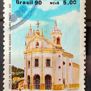C 1669 Selo Arquitetura Religiosa Religiao Igreja Nossa Senhora do Rosario Ourto Preto MG 1990 Circulado 3