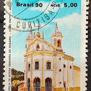 C 1669 Selo Arquitetura Religiosa Religiao Igreja Nossa Senhora do Rosario Ourto Preto MG 1990 Circulado 4