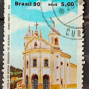 C 1669 Selo Arquitetura Religiosa Religiao Igreja Nossa Senhora do Rosario Ourto Preto MG 1990 Circulado 5