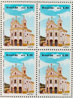 C 1669 Selo Arquitetura Religiosa Religiao Igreja Nossa Senhora do Rosario Ourto Preto MG 1990 Quadra