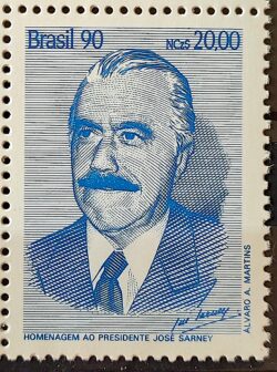 C 1674 Selo Presidente Jose Sarney Chefe de Estado 1990