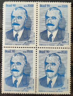 C 1674 Selo Presidente Jose Sarney Chefe de Estado 1990 Quadra