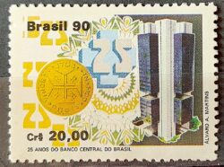 C 1675 Selo 25 Anos Banco Central Economia 1990 2