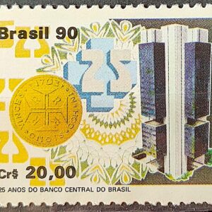 C 1675 Selo 25 Anos Banco Central Economia 1990 2