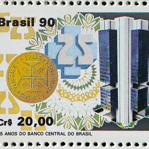 C 1675 Selo 25 Anos Banco Central Economia 1990
