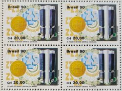C 1675 Selo 25 Anos Banco Central Economia 1990 Quadra
