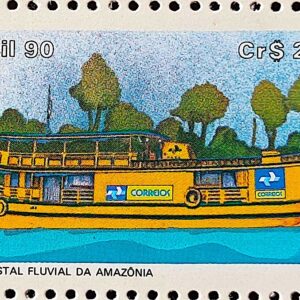 C 1677 Selo Rede Postal Fluvial da Amazonia Navio Servico Postal 1990 1