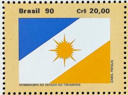 C 1685 Selo Bandeira dos Estados Tocantins Sol 1990
