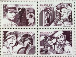 C 1687 Selo Cinema Brasileiro Filme Gonzaga Carmen Miranda Oscarito 1990 Serie Completa