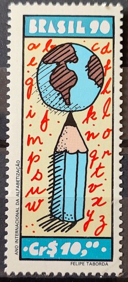 C 1694 Selo Ano Internacional da Alfabetizacao Educacao Mapa 1990