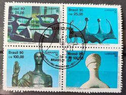 C 1698 Selo Lubrapex Brasilia Escultura Alfredo Ceschiatti Bruno Giorgi 1990 Quadra CBC DF Serie Completa