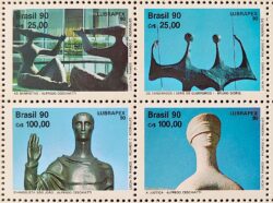 C 1698 Selo Lubrapex Brasilia Escultura Alfredo Ceschiatti Bruno Giorgi 1990 Serie Completa
