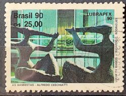 C 1698 Selo Lubrapex Brasilia Escultura Alfredo Ceschiatti Bruno Giorgi As Banhistas 1990 Circulado 1