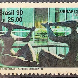 C 1698 Selo Lubrapex Brasilia Escultura Alfredo Ceschiatti Bruno Giorgi As Banhistas 1990 Circulado 1