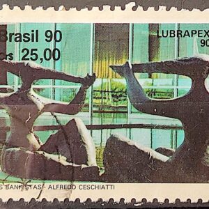 C 1698 Selo Lubrapex Brasilia Escultura Alfredo Ceschiatti Bruno Giorgi As Banhistas 1990 Circulado 3